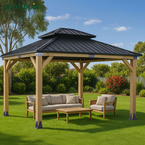 Yardtopia Maryborough 3.6m x 3m Timber & Steel Double Hip Roof Gazebo