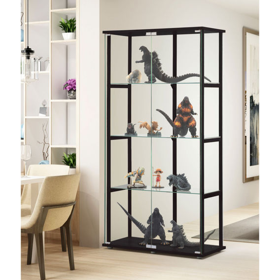 East Glass 4-Tier Display Cabinet Black