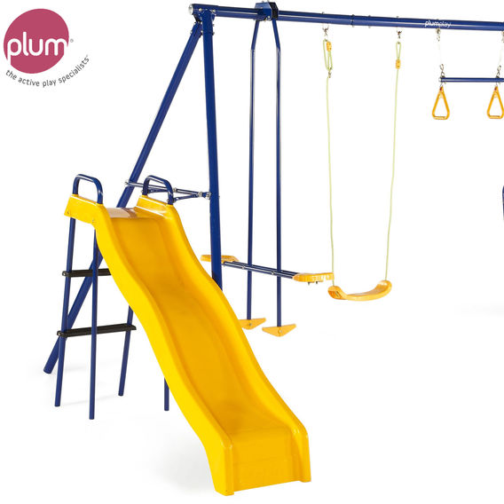Plum 5 Unit Metal Swing with Slide (Blue and Yellow) Plum 5 Unit Metal Swing with Slide (Blue and Yellow)