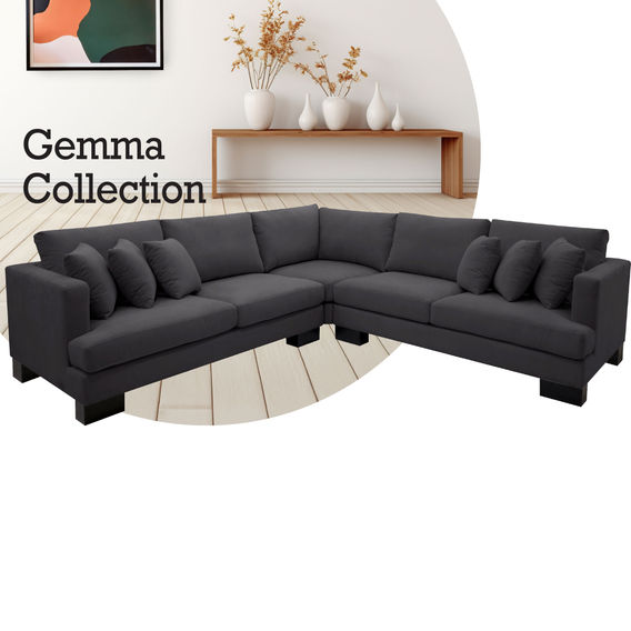 Gemma 5-Seater Corner Lounge in Charcoal Gemma 5-Seater Corner Lounge in Charcoal