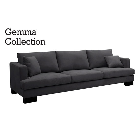 Gemma 3-Seater + 2-Seater Lounge Suite in Charcoal Gemma 3-Seater + 2-Seater Lounge Suite in Charcoal