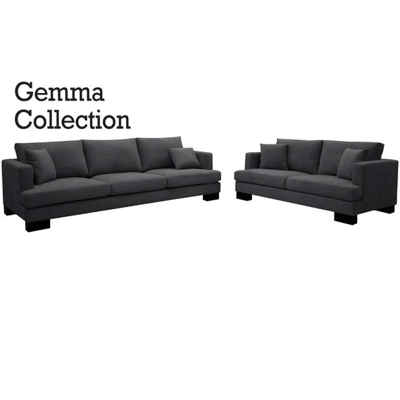 Gemma 3-Seater + 2-Seater Lounge Suite in Charcoal Gemma 3-Seater + 2-Seater Lounge Suite in Charcoal