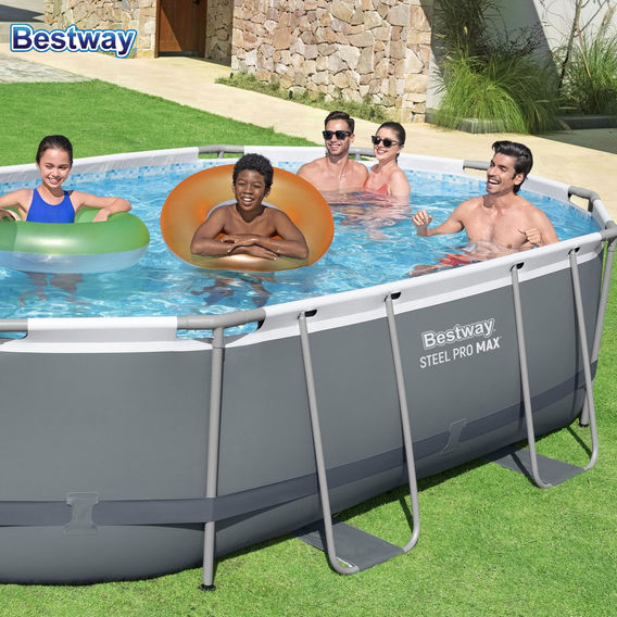 Steel Pro MAX 4.88m x 3.05m x 1.07m Oval Pool Set Steel Pro MAX 4.88m x 3.05m x 1.07m Oval Pool Set