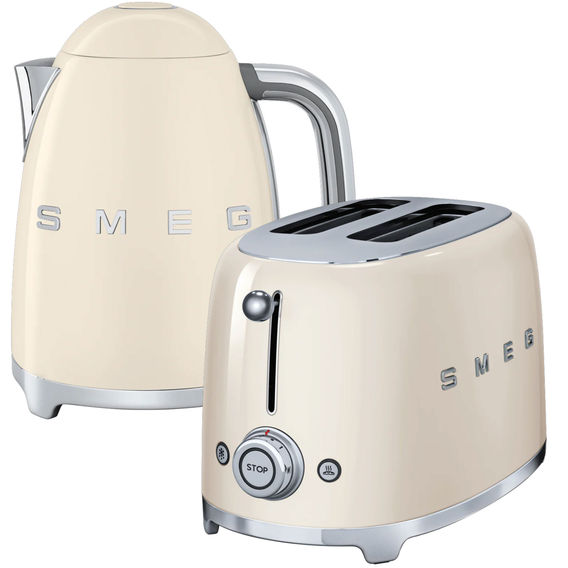 Smeg Kettle & Toaster Combo Black - Cream