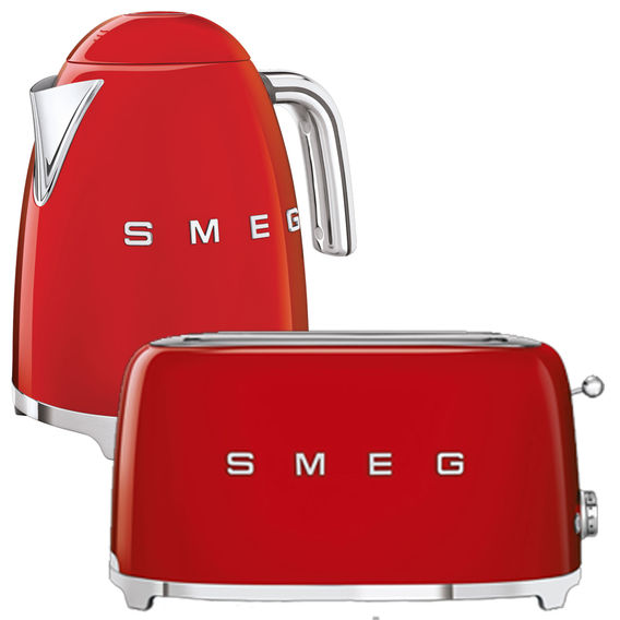 Smeg Kettle & Toaster Combo Black - Red Smeg Kettle & Toaster Combo Black - Red