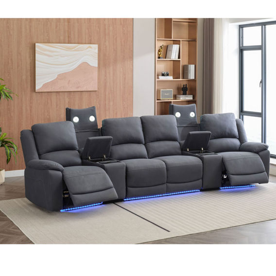 Commander 4-Seater Theatre Suite in Charcoal