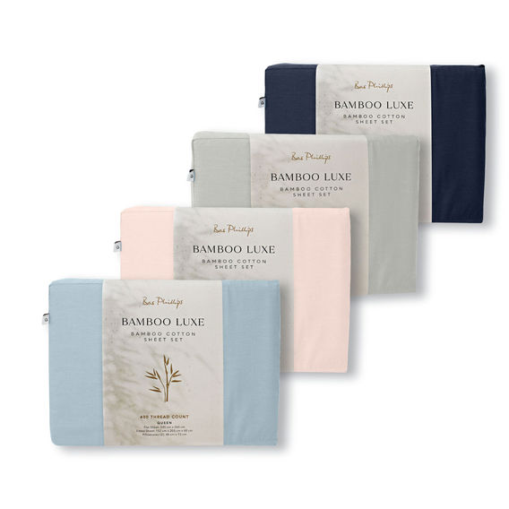 Bas Philips Bamboo/Cotton Sheet Set Silver - QB Bas Philips Bamboo/Cotton Sheet Set Silver - QB