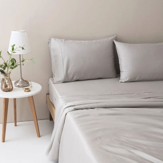 Bas Philips Bamboo/Cotton Sheet Set Silver - QB
