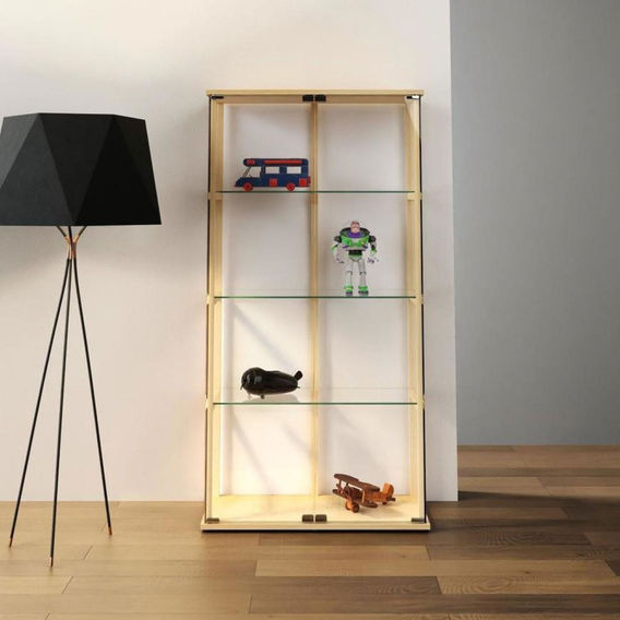 East Glass 4-Tier Display Cabinet Beech