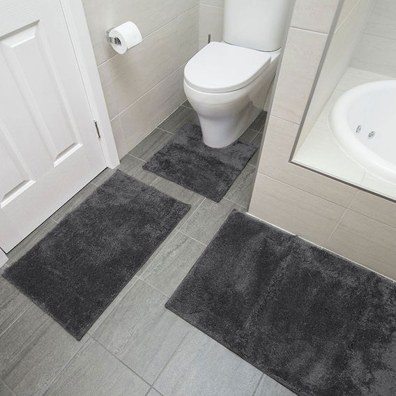 Bambury Microplush Bath Mat Bundle - Pewter