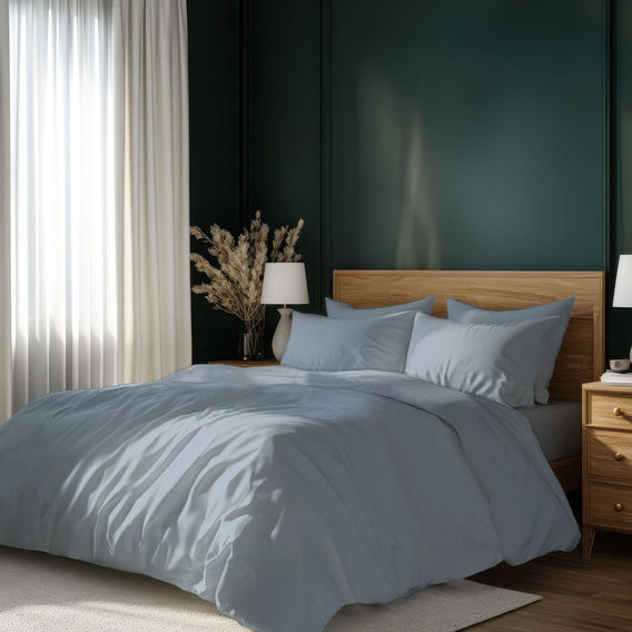 Bambury 7 Piece Organic Cotton Bed Bundle Steel Blue - QB