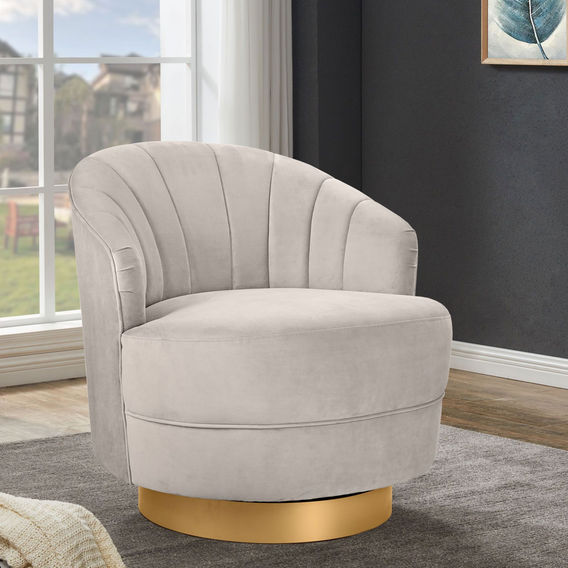 Valdes Armchair with Swivel Base - Pearl