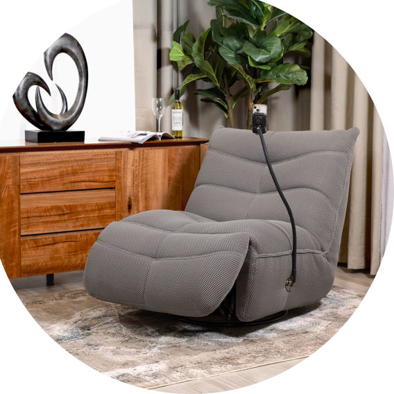Luca Media Chair with Power Recliner-Grey