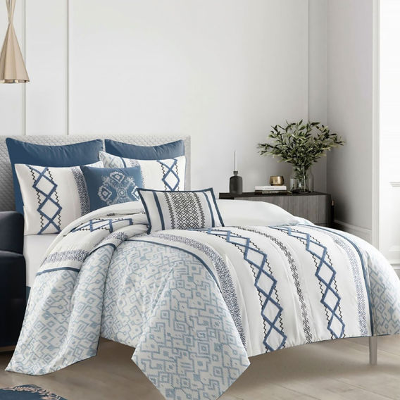 Bambury 7-Piece Comforter Set Anthony Blue Queen