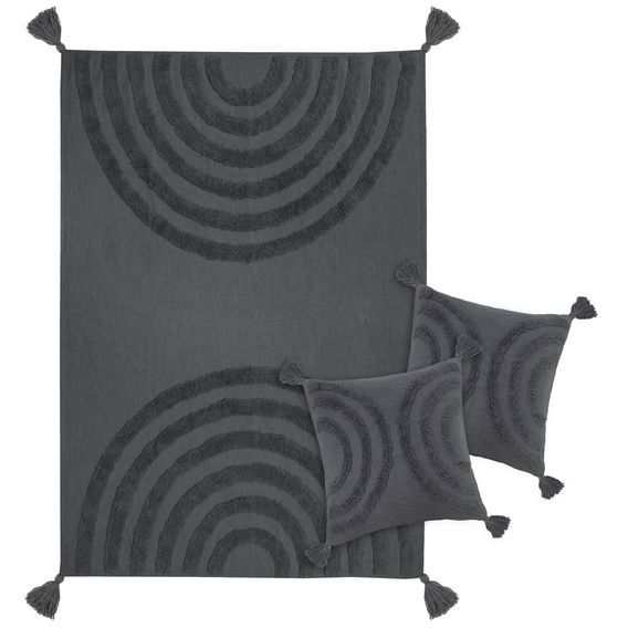 Argyle Tufted Throw & Cushions Pack Indigo