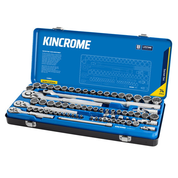 KINCROME Socket Set 74 Piece 1/4, 3/8 & 1/2