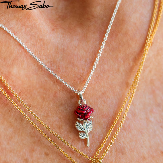 THOMAS SABO Necklace with red rose pendant