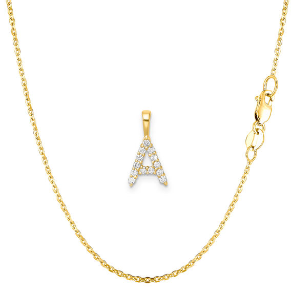 Yellow Gold & Diamond Initial Pendant Set - A