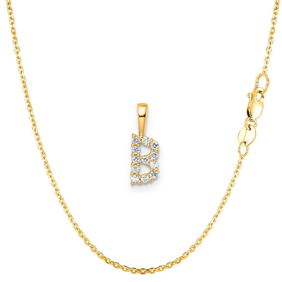 Yellow Gold & Diamond Initial Pendant Set - B