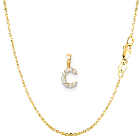 Yellow Gold & Diamond Initial Pendant Set - C