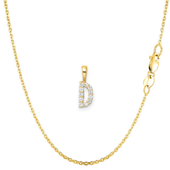 Yellow Gold & Diamond Initial Pendant Set - D Yellow Gold & Diamond Initial Pendant Set - D