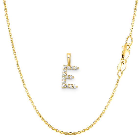 Yellow Gold & Diamond Initial Pendant Set - E