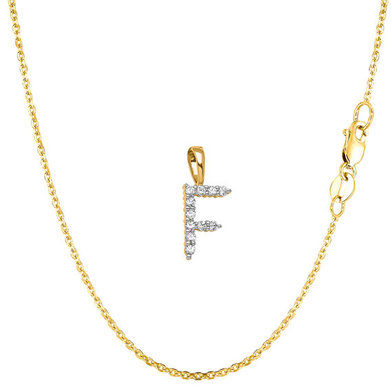 Yellow Gold & Diamond Initial Pendant Set - F