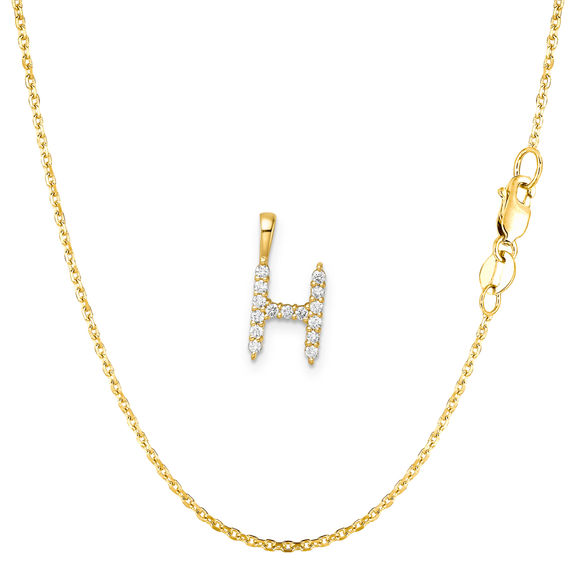 Yellow Gold & Diamond Initial Pendant Set - H