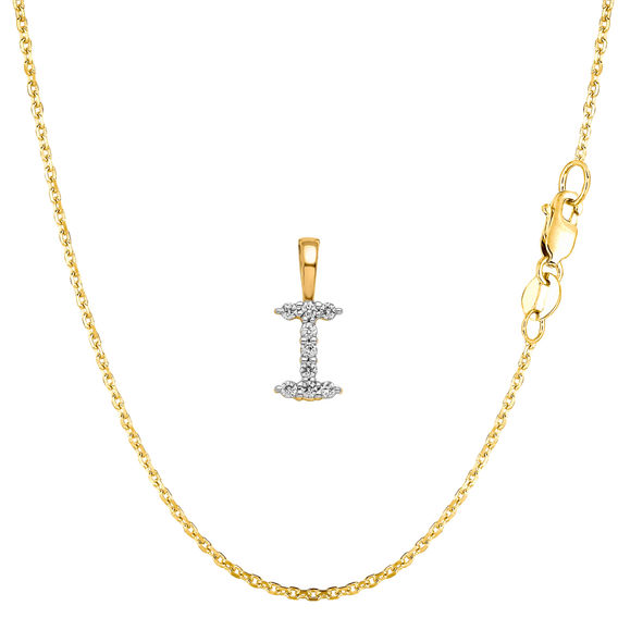 Yellow Gold & Diamond Initial Pendant Set - I