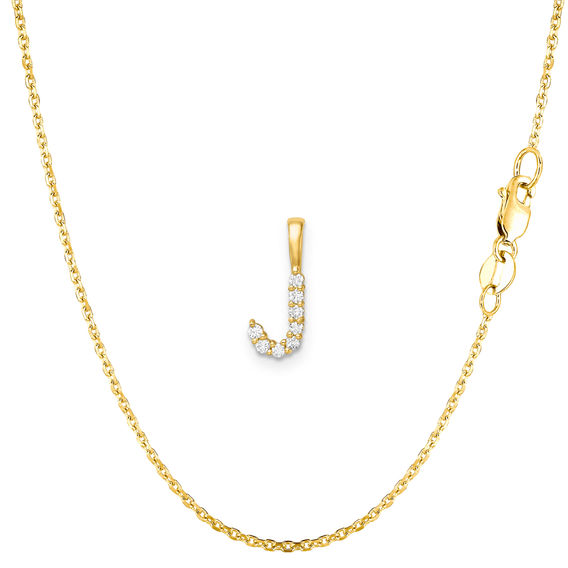 Yellow Gold & Diamond Initial Pendant Set - J