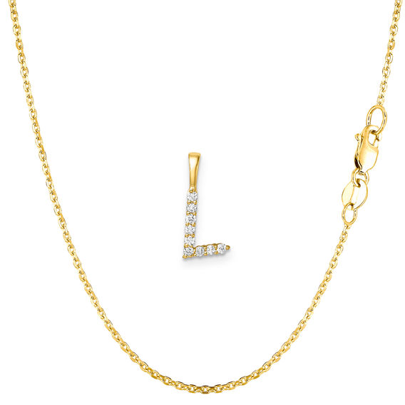 Yellow Gold & Diamond Initial Pendant Set - L