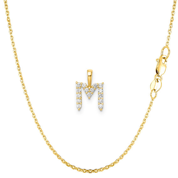 Yellow Gold & Diamond Initial Pendant Set - M Yellow Gold & Diamond Initial Pendant Set - M