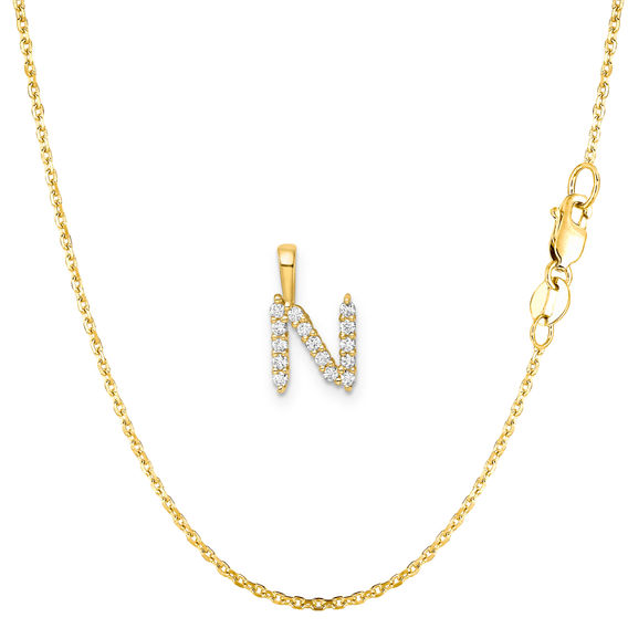 Yellow Gold & Diamond Initial Pendant Set - N Yellow Gold & Diamond Initial Pendant Set - N
