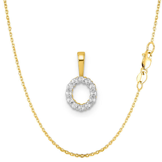 Yellow Gold & Diamond Initial Pendant Set - O