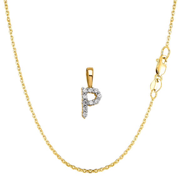 Yellow Gold & Diamond Initial Pendant Set - P