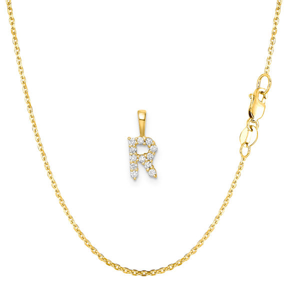 Yellow Gold & Diamond Initial Pendant Set - R