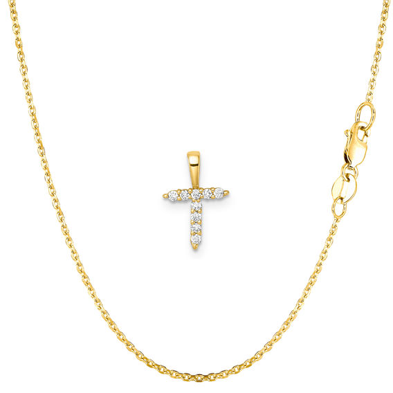 Yellow Gold & Diamond Initial Pendant Set - T Yellow Gold & Diamond Initial Pendant Set - T