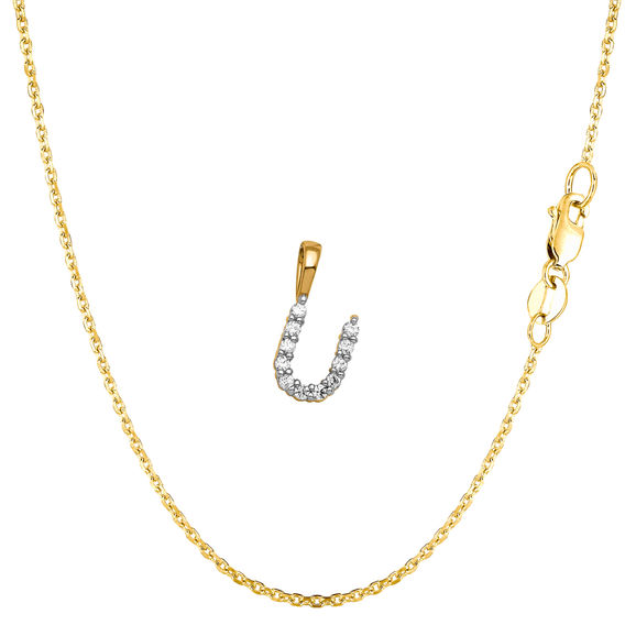 Yellow Gold & Diamond Initial Pendant Set - U Yellow Gold & Diamond Initial Pendant Set - U