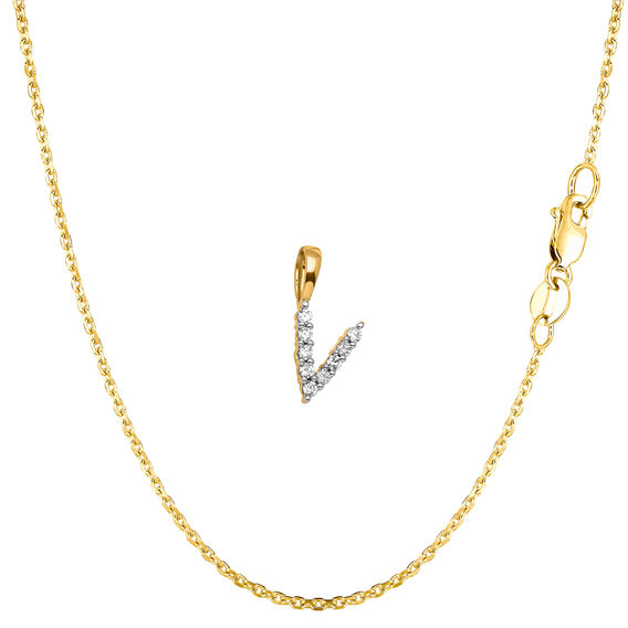 Yellow Gold & Diamond Initial Pendant Set - V