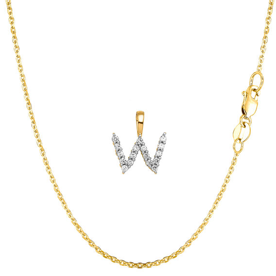 Yellow Gold & Diamond Initial Pendant Set - W Yellow Gold & Diamond Initial Pendant Set - W