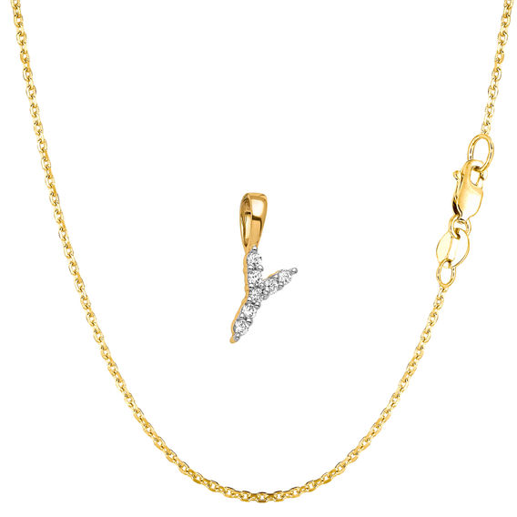 Yellow Gold & Diamond Initial Pendant Set - Y
