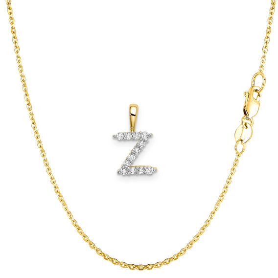 Yellow Gold & Diamond Initial Pendant Set - Z