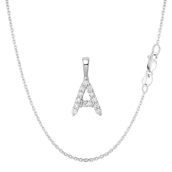 White Gold & Diamond Initial Pendant Set - A White Gold & Diamond Initial Pendant Set - A