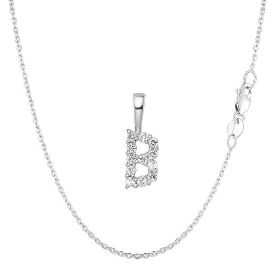 White Gold & Diamond Initial Pendant Set - B