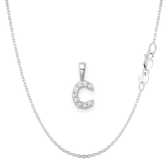 White Gold & Diamond Initial Pendant Set - C