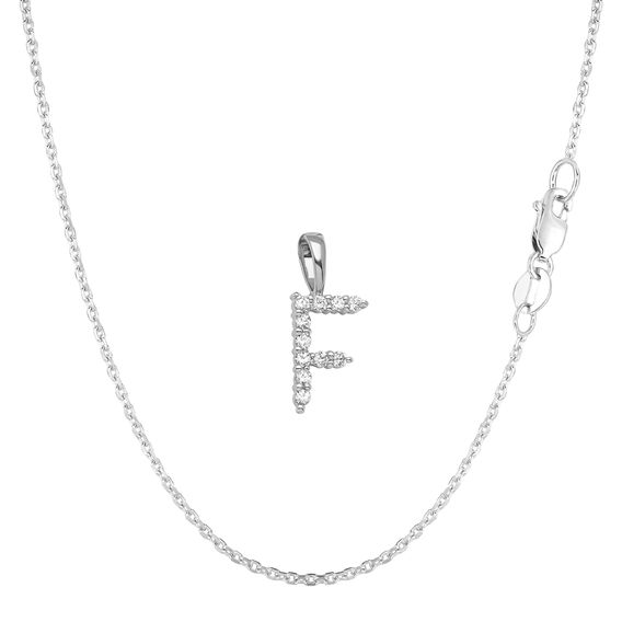 White Gold & Diamond Initial Pendant Set - F