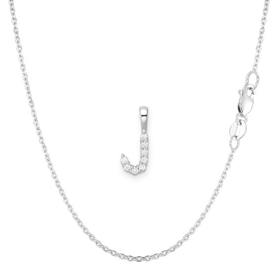 White Gold & Diamond Initial Pendant Set - J White Gold & Diamond Initial Pendant Set - J