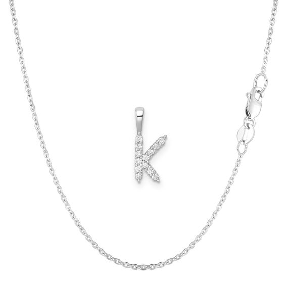 White Gold & Diamond Initial Pendant Set - K