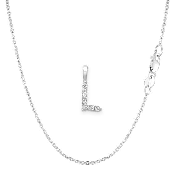 White Gold & Diamond Initial Pendant Set - L White Gold & Diamond Initial Pendant Set - L