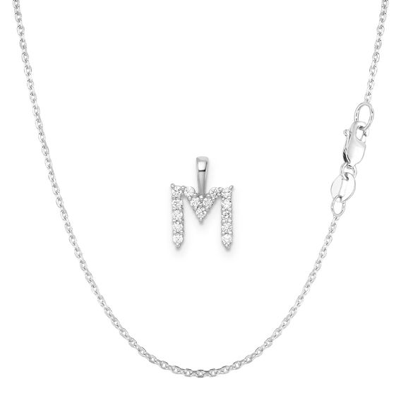 White Gold & Diamond Initial Pendant Set - M White Gold & Diamond Initial Pendant Set - M